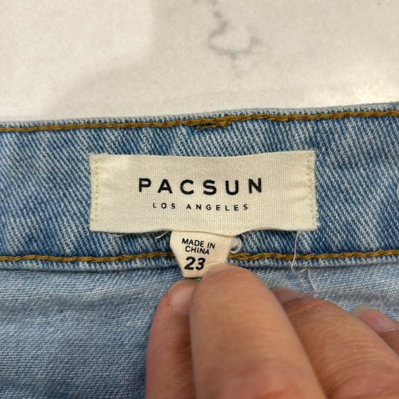 PacSun Button Down Jean Skirt Frayed Raw Hem 24 - Picture 3 of 4